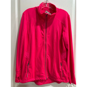 Tangerine Pink Full Zip Front Athletic Jacket, Woman’s size Large